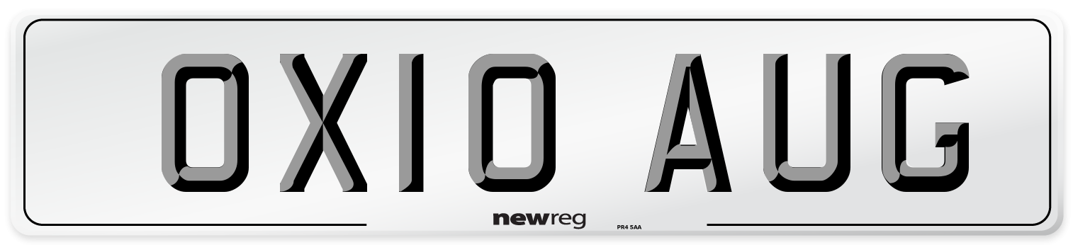 OX10 AUG Number Plate from New Reg